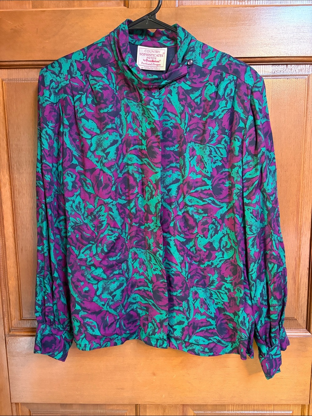 Pendleton Purple & Teal Floral Long Sleeve Blouse (Size Unknown)